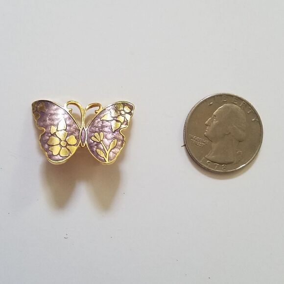 Vintage Purple and Gold Tone Butterfly Pin - Picture 2 of 4